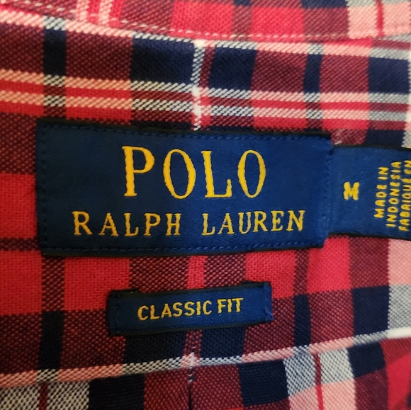 SOLD! $125 Polo Ralph Lauren Classic Fit Plaid Oxford Shirt  - Med - Red & Navy! - Picture 9 of 12